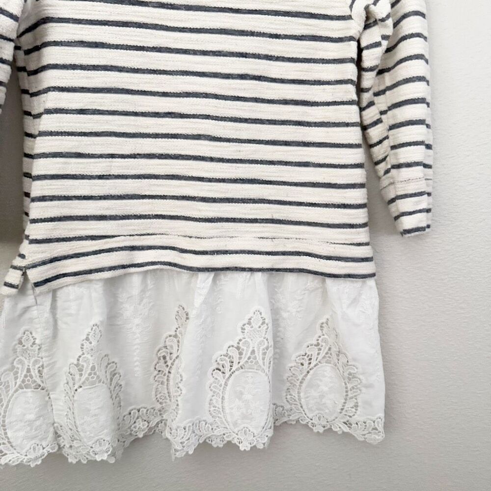 SUNDAY IN BROOKLYN x ANTHROPOLOGIE | Striped Blue Cream White Lace Bow | Medium - Picture 5 of 9